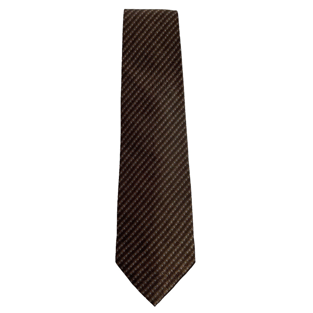Versace Italy Silk Neck Tie Mens Handmade Brown Geometric Pattern